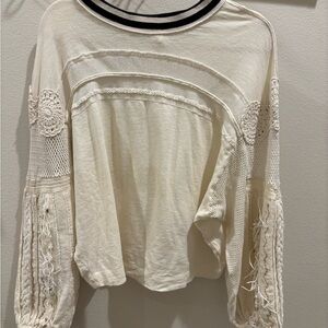 Free People Marakesh Embellished Top Ivory Size Small